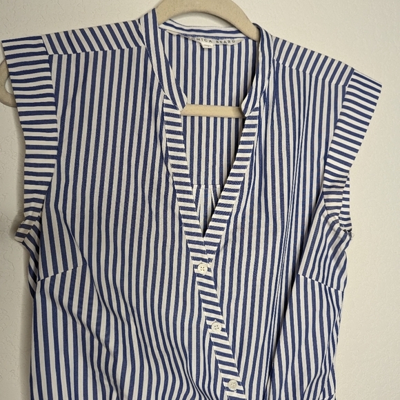 Veronica Beard Striped‎ Ruched Shirt Dress - Picture 6 of 12
